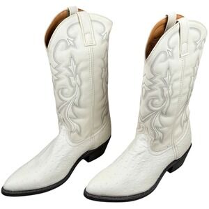 NEW Laredo 68016 Men's Size 9.5 EW White Ostrich Print Western Cowboy Boots